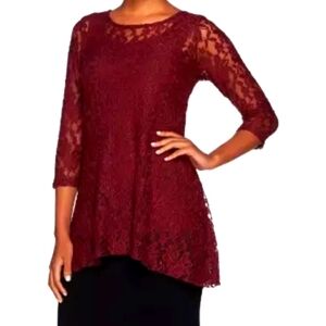 Lace Tunic from Attitudes by Renée in Bordeaux-Medium
